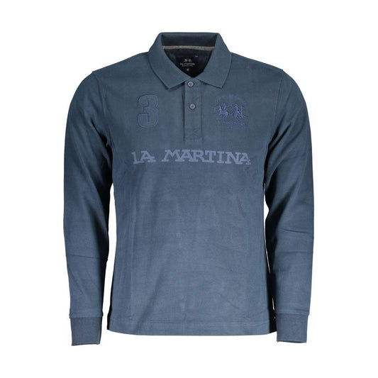 La Martina Blue Cotton Men Polo