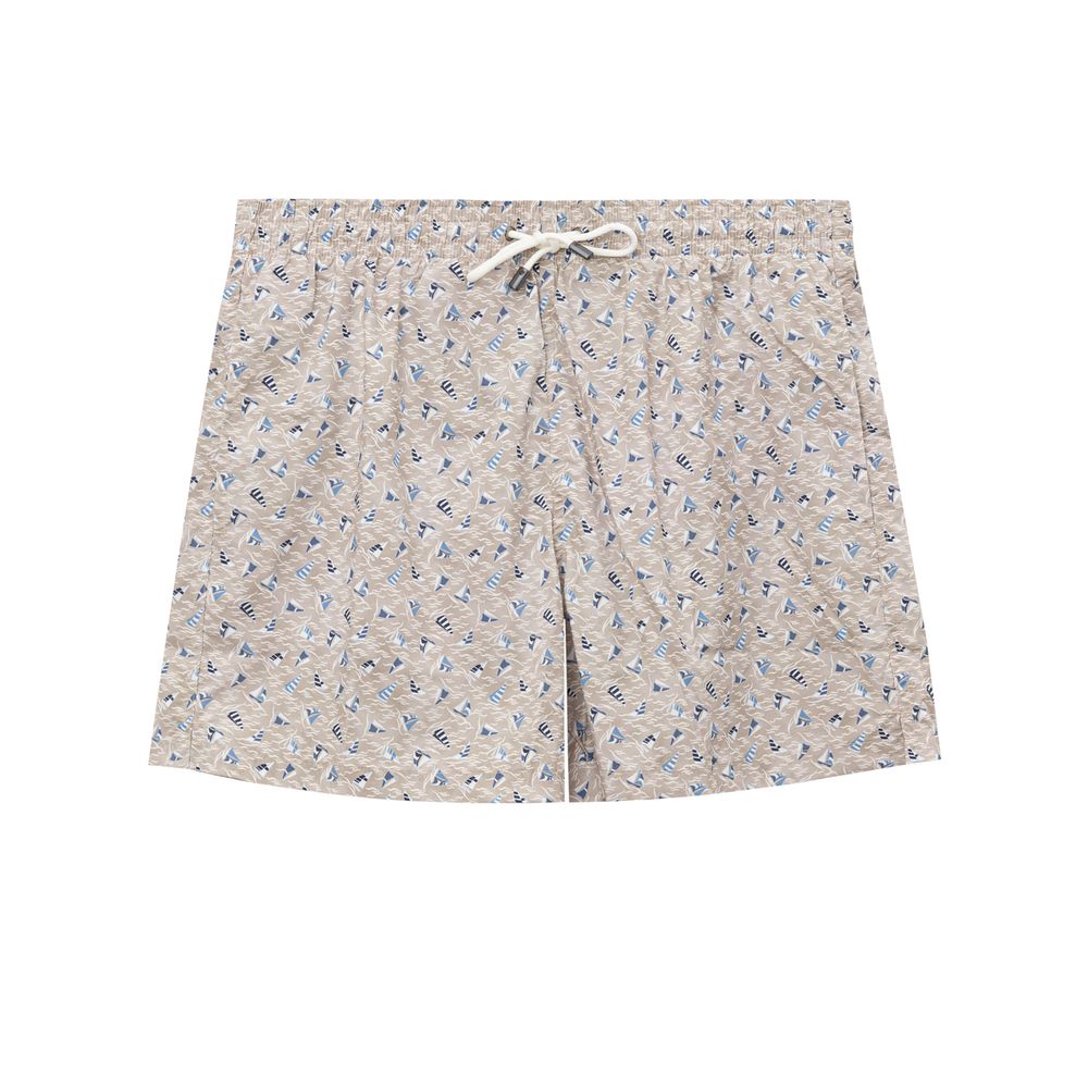 Canali Beige Polyester Swim Shorts Canali