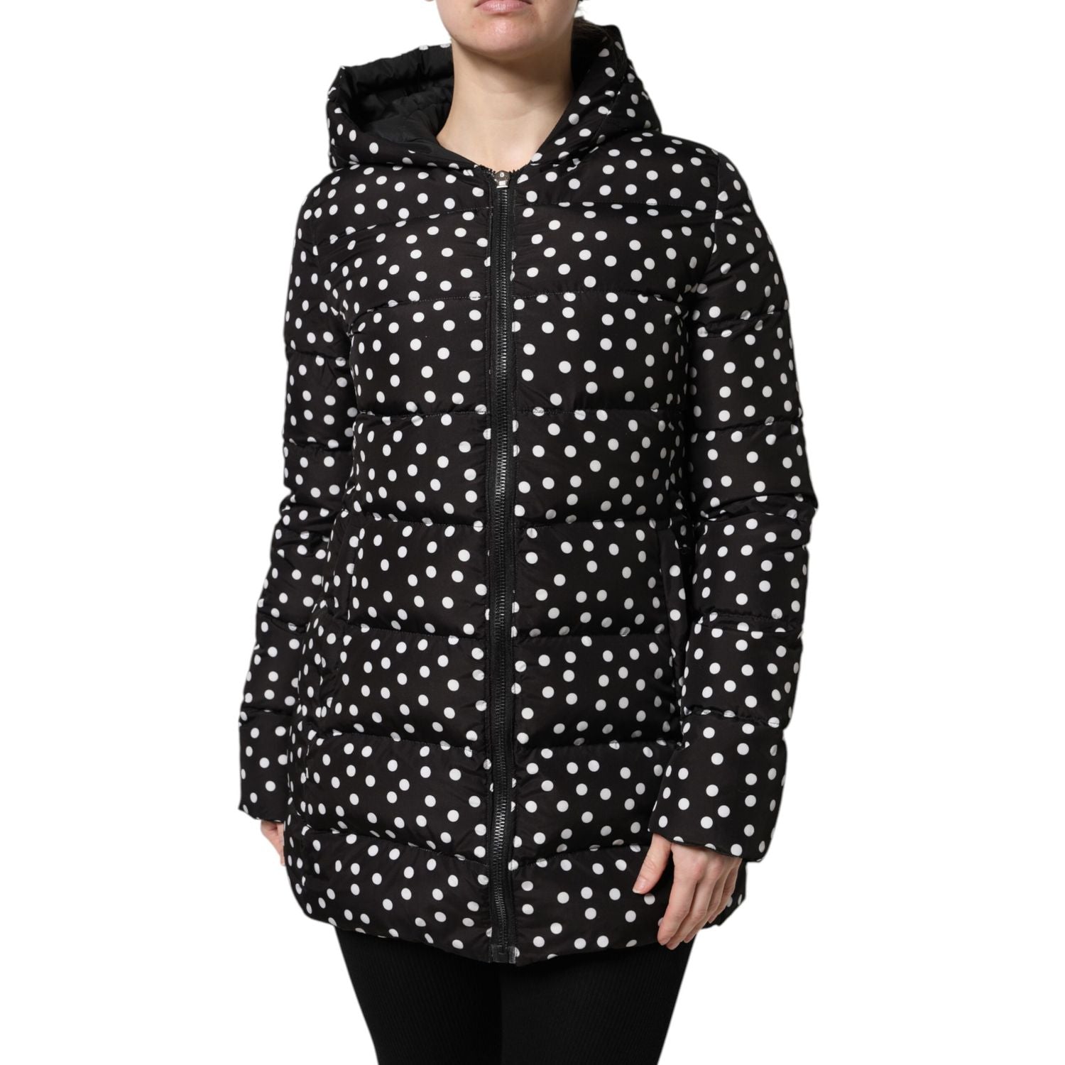 Dolce & Gabbana Black Puffer Hooded Zip Reversible Jacket