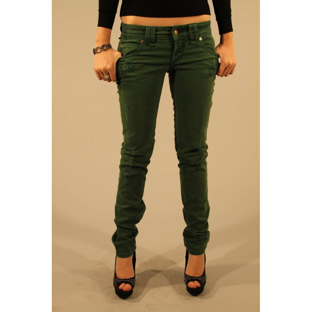 John Galliano Verde Cotton Women Jeans