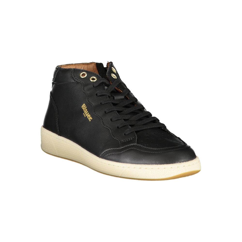 Blauer Black Leather Men Sneaker