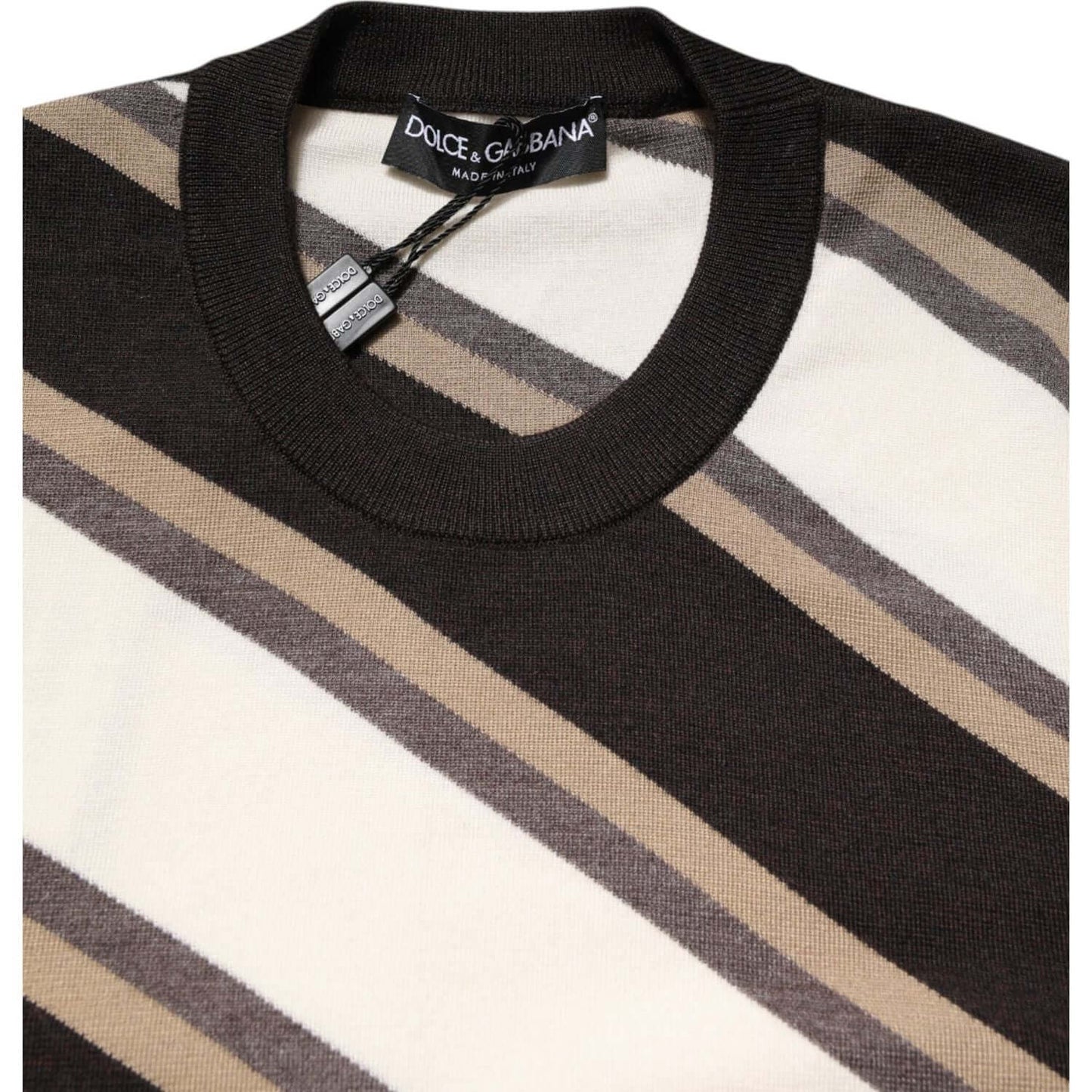 Dolce & Gabbana Multicolor Stripes Crew Neck Pullover Sweater