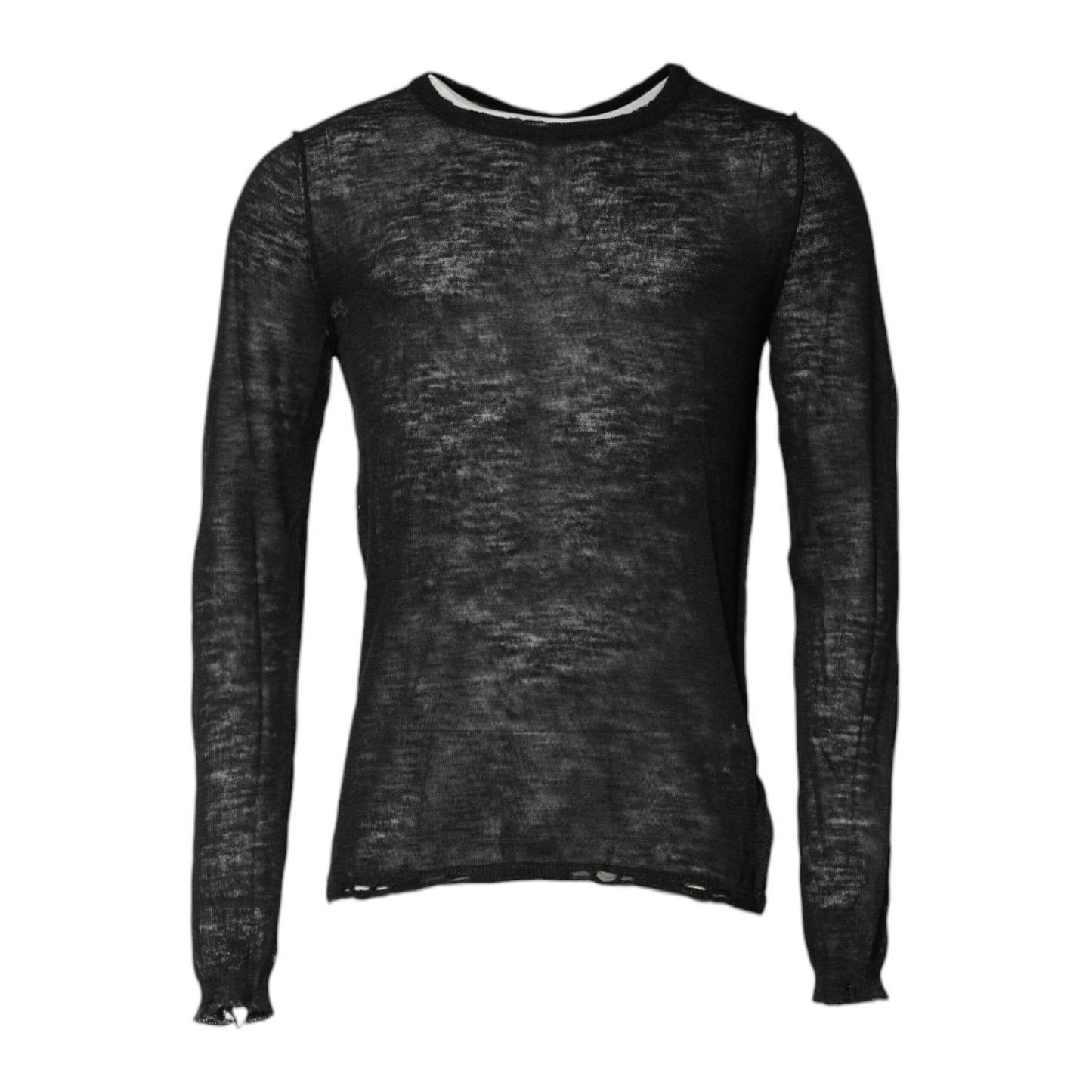 Dolce & Gabbana Black Polyester Crew Neck Pullover Sweater