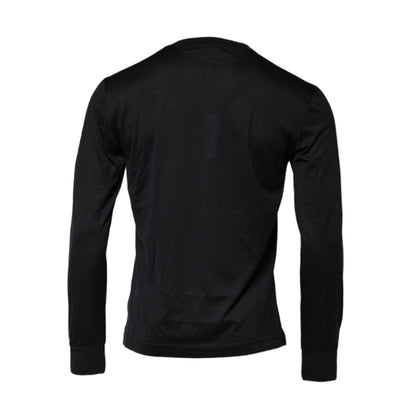 Dolce & Gabbana Dark Blue Silk Crew Neck Men Pullover Sweater