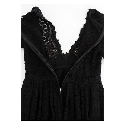 Dolce & Gabbana Black Ricamo Knitted Full Length Maxi Dress
