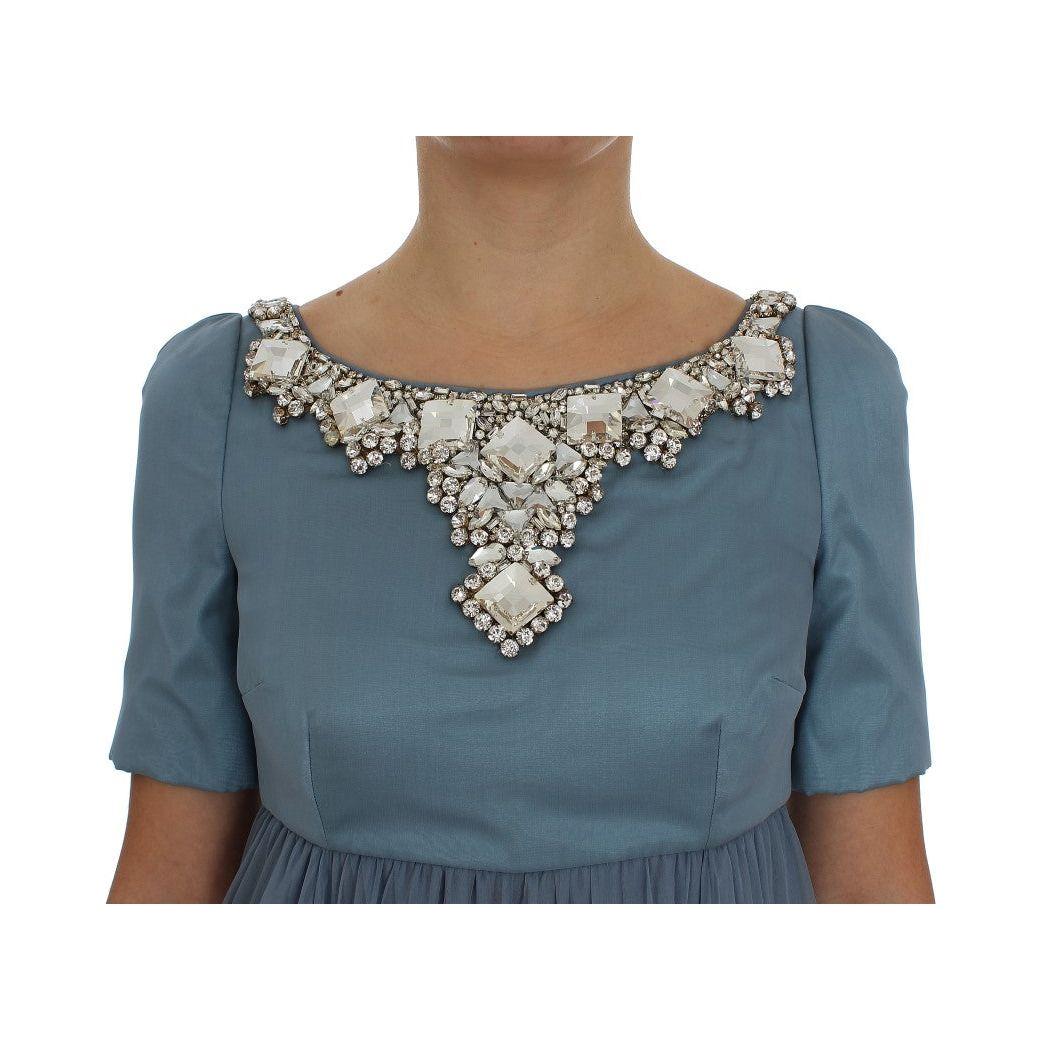 فستان حرير أنيق مزين بالكريستال من دولتشي آند غابانا