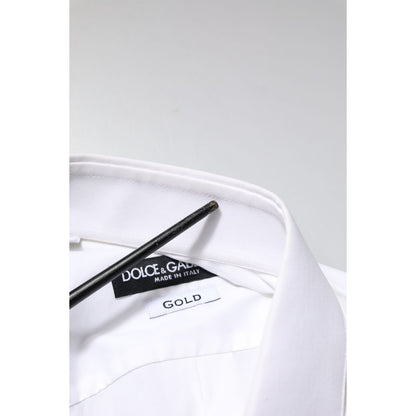 Dolce & Gabbana White GOLD Long Sleeves Dress Formal Shirt