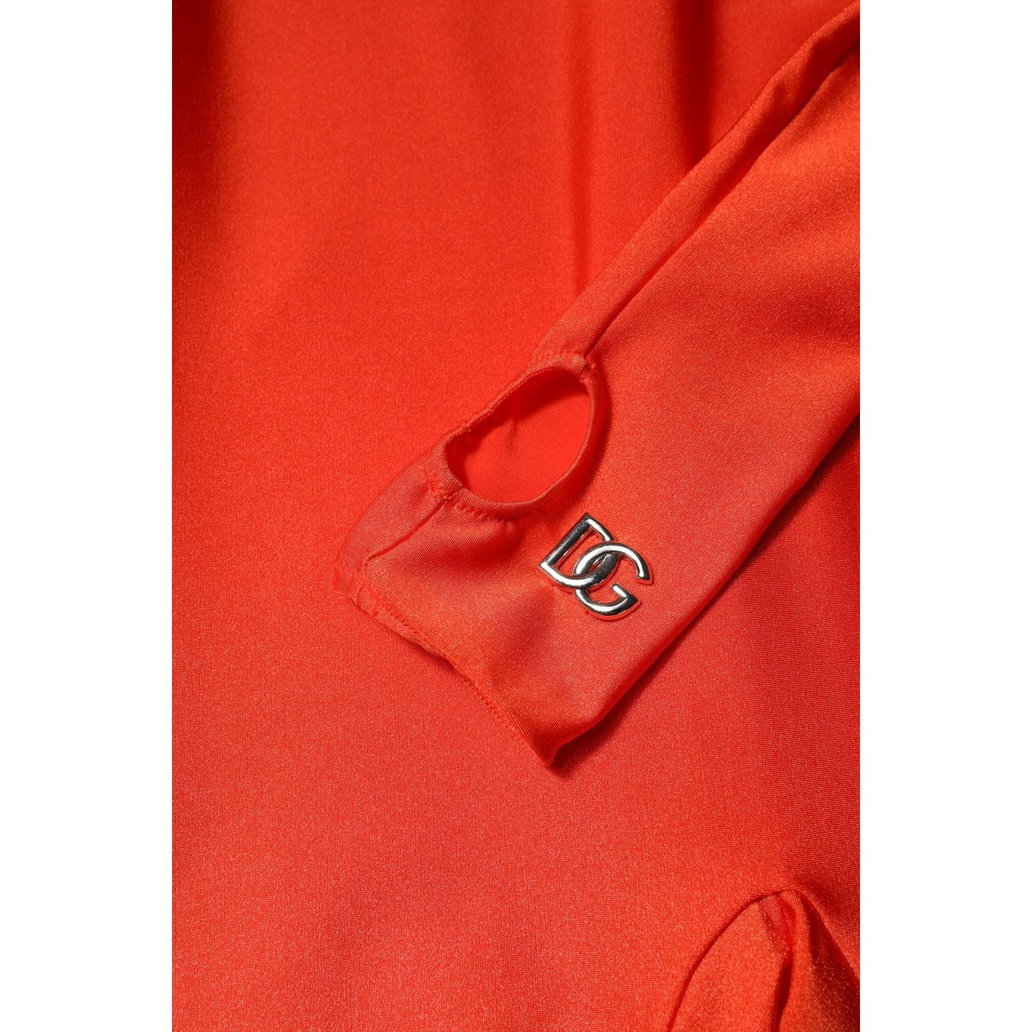 Dolce & Gabbana Red Nylon Turtleneck Bodycon Jumpsuit Dress