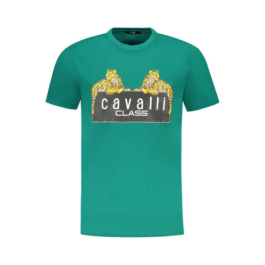Cavalli Class Green Cotton Men T-Shirt