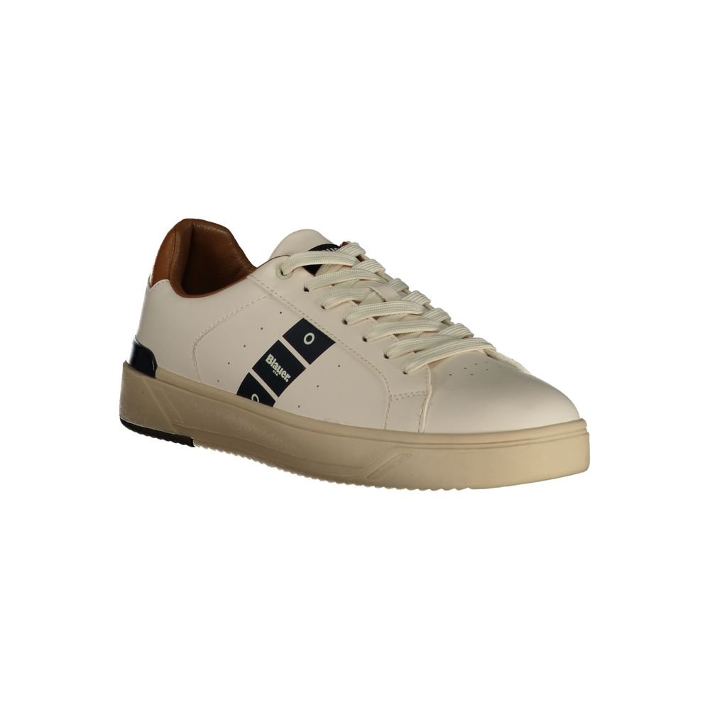 Blauer White Polyurethane Men Sneaker