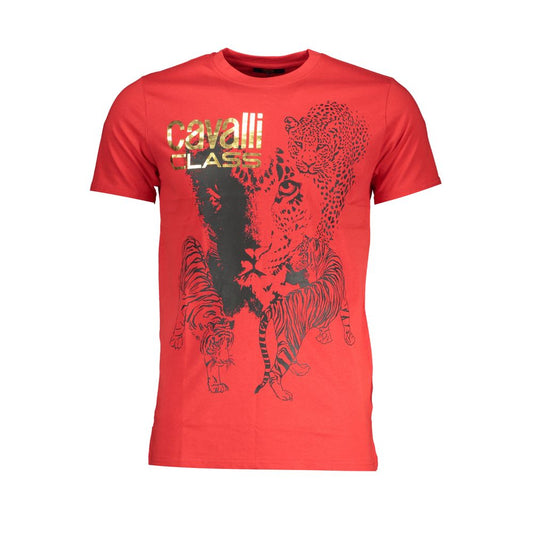 Cavalli Class Red Cotton T-Shirt Cavalli Class