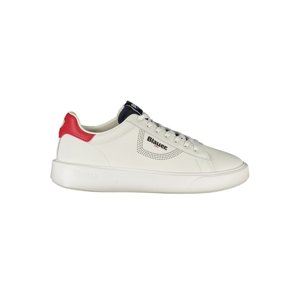 Blauer White Leather Men Sneaker