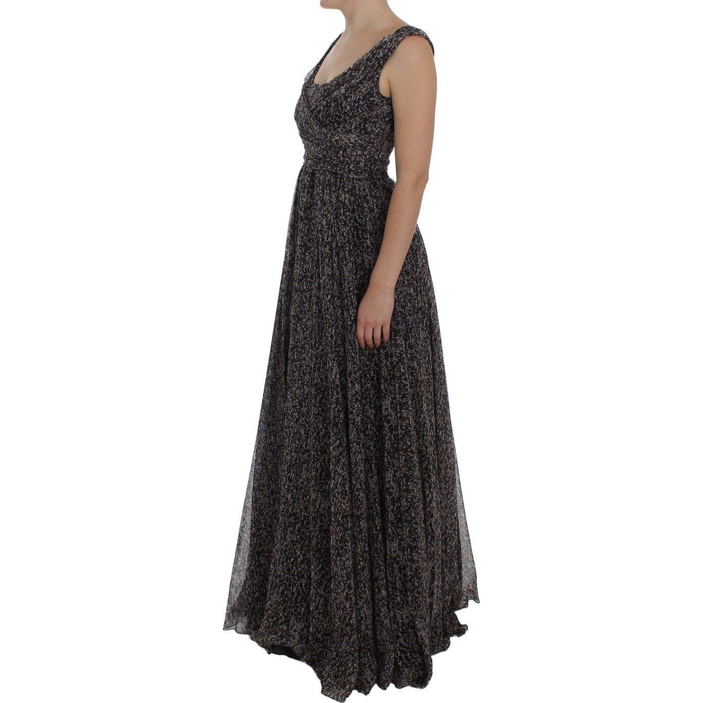 Dolce & Gabbana Dark Silk Shift Gown Full Length Dress