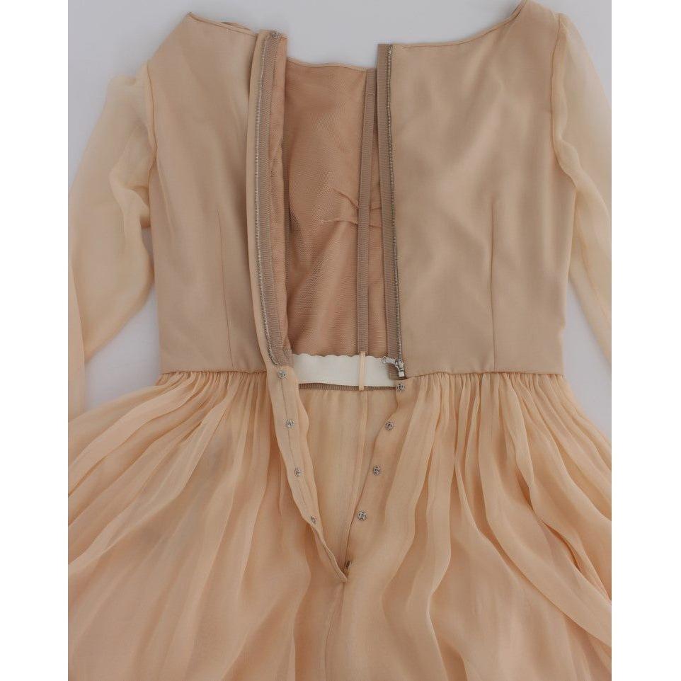 Dolce & Gabbana Beige Silk Ball Gown Full Length Dress
