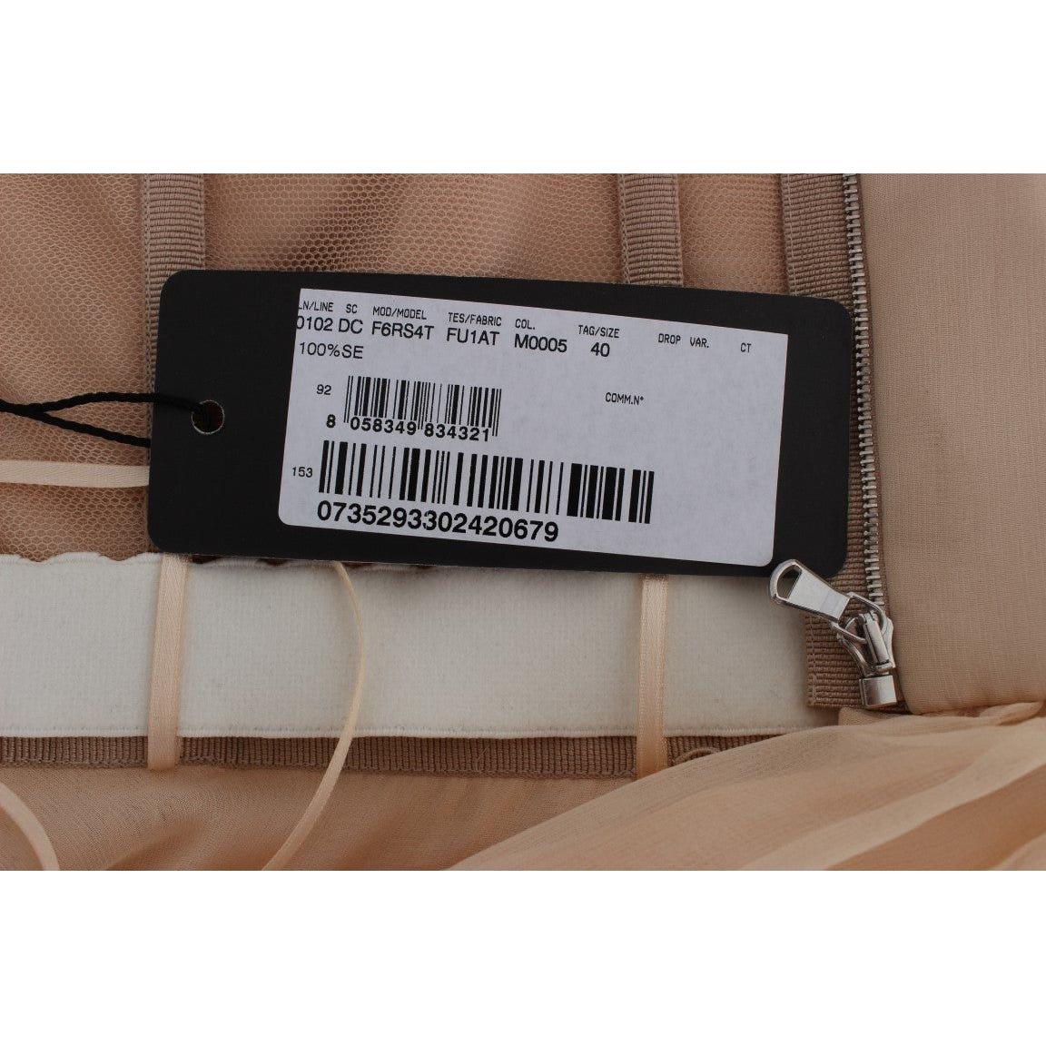 فستان دولتشي آند غابانا الأنيق من الحرير البيج بطول كامل