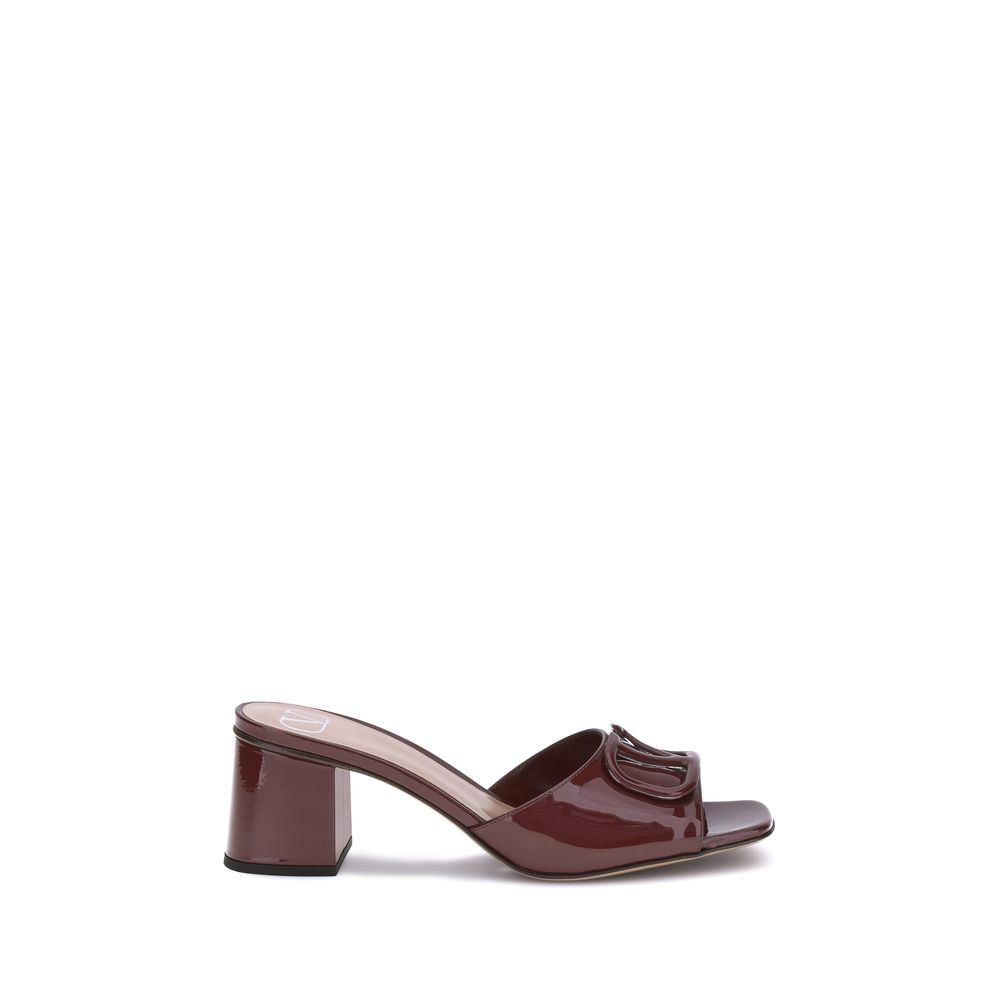 Valentino Garavani Bordeaux Calf Leather Bos Taurus Flat Sandals