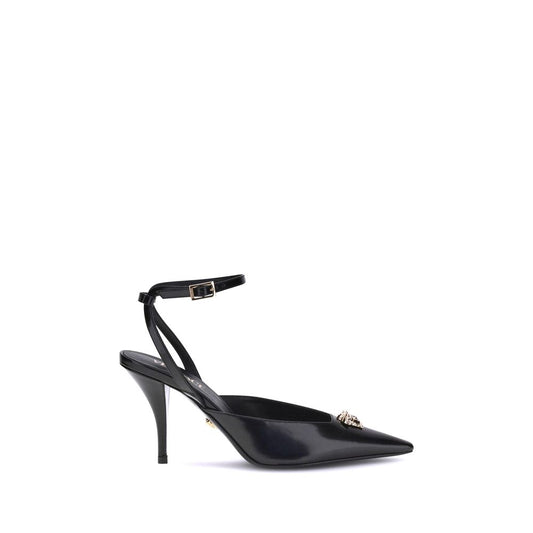 Versace Black Calf Leather Bos Taurus High Heel Pumps