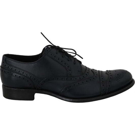 Dolce & Gabbana Elegant Blue Leather Wingtip Derby Shoes Dolce & Gabbana