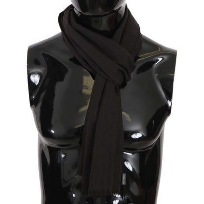 Dolce & Gabbana Dark Gray Virgin Wool Striped Pattern Wrap Scarf Wool Wrap Shawls