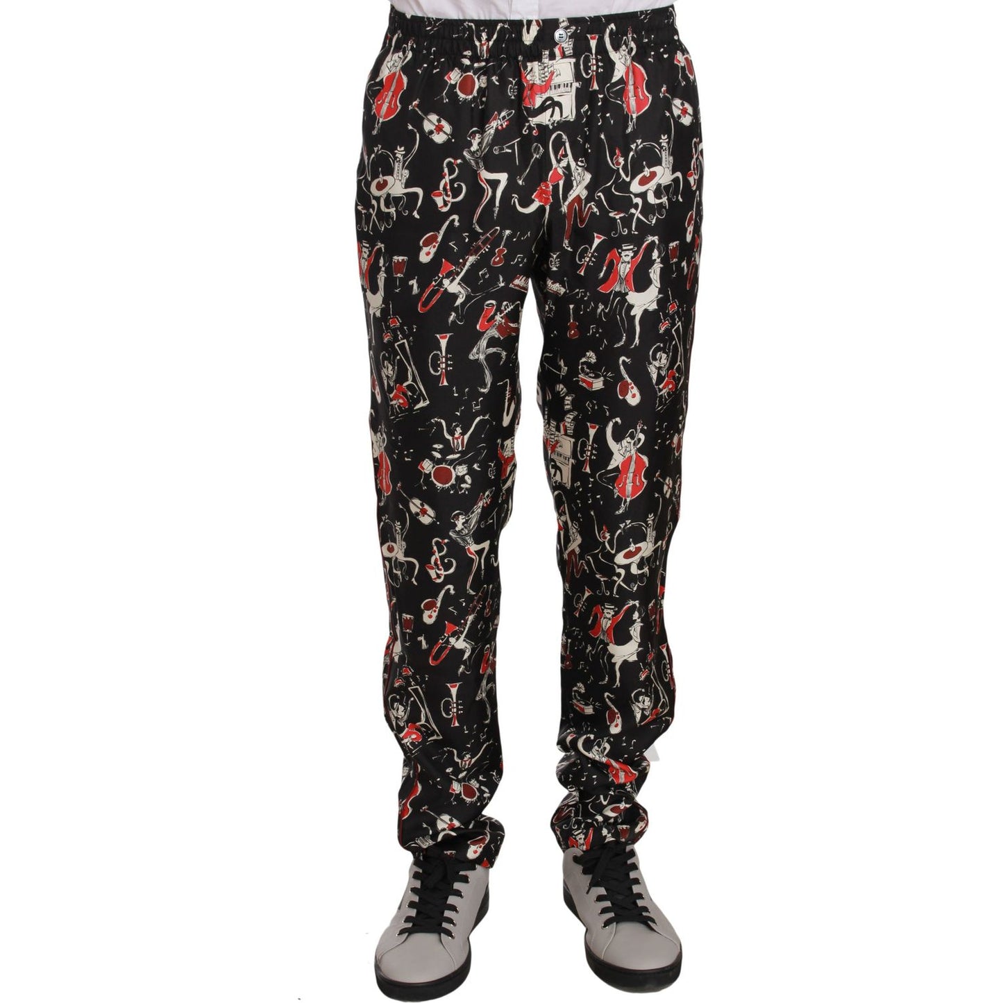 Dolce & Gabbana Red Musical Instrument Print Sleepwear Pants