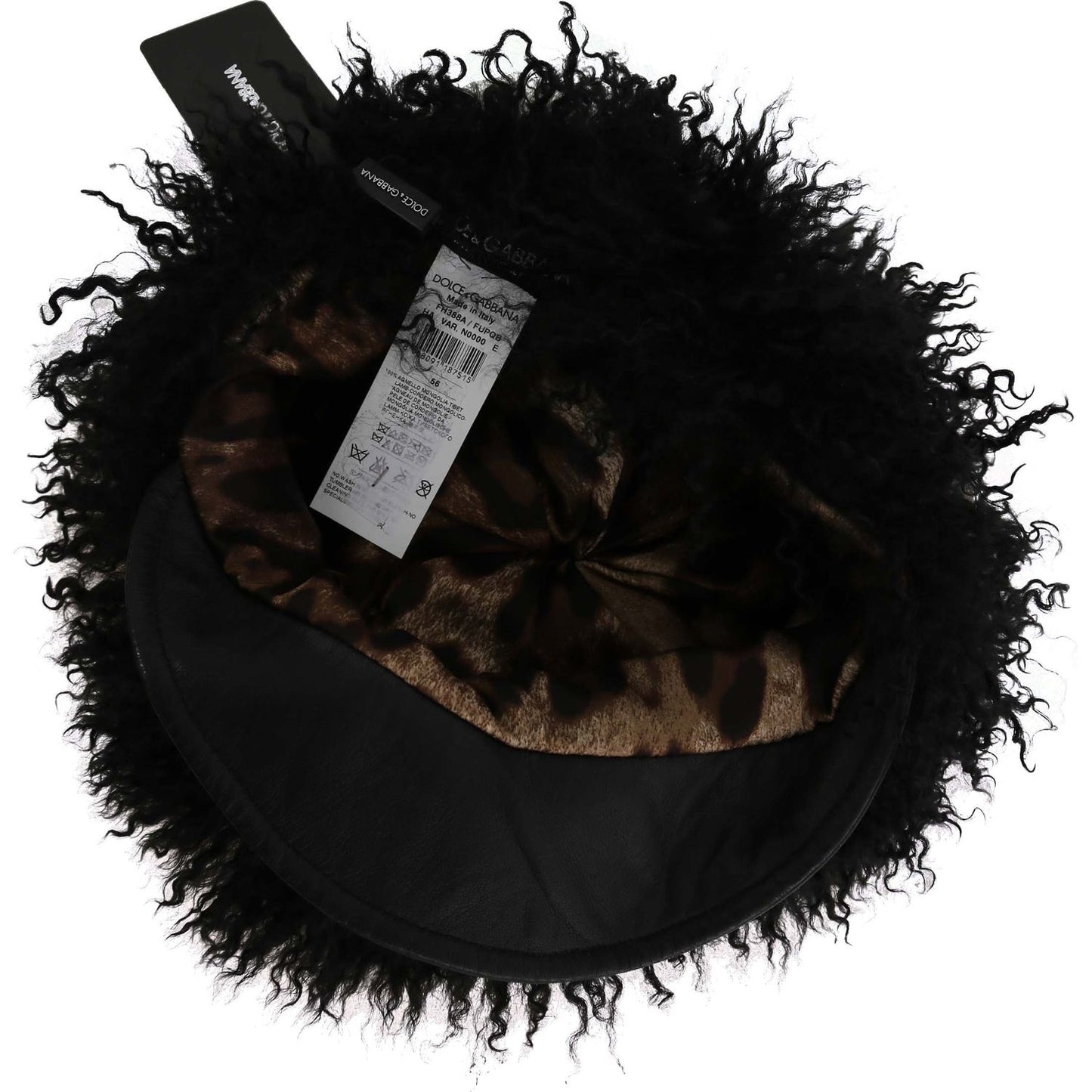 Dolce & Gabbana Chic Black Gatsby Cap in Tibet Lamb Fur Hat Dolce & Gabbana