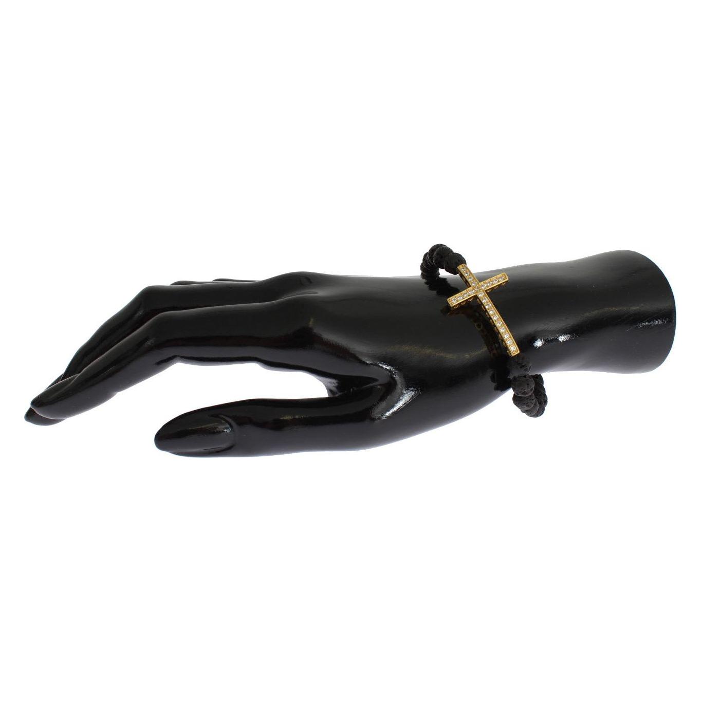 سوار نيالايا الأنيق من الذهب والأحجار البركانية السوداء