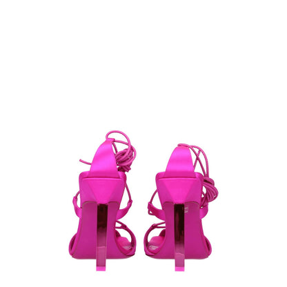 The Attico Pink Satin Stiletto Heel Sandals
