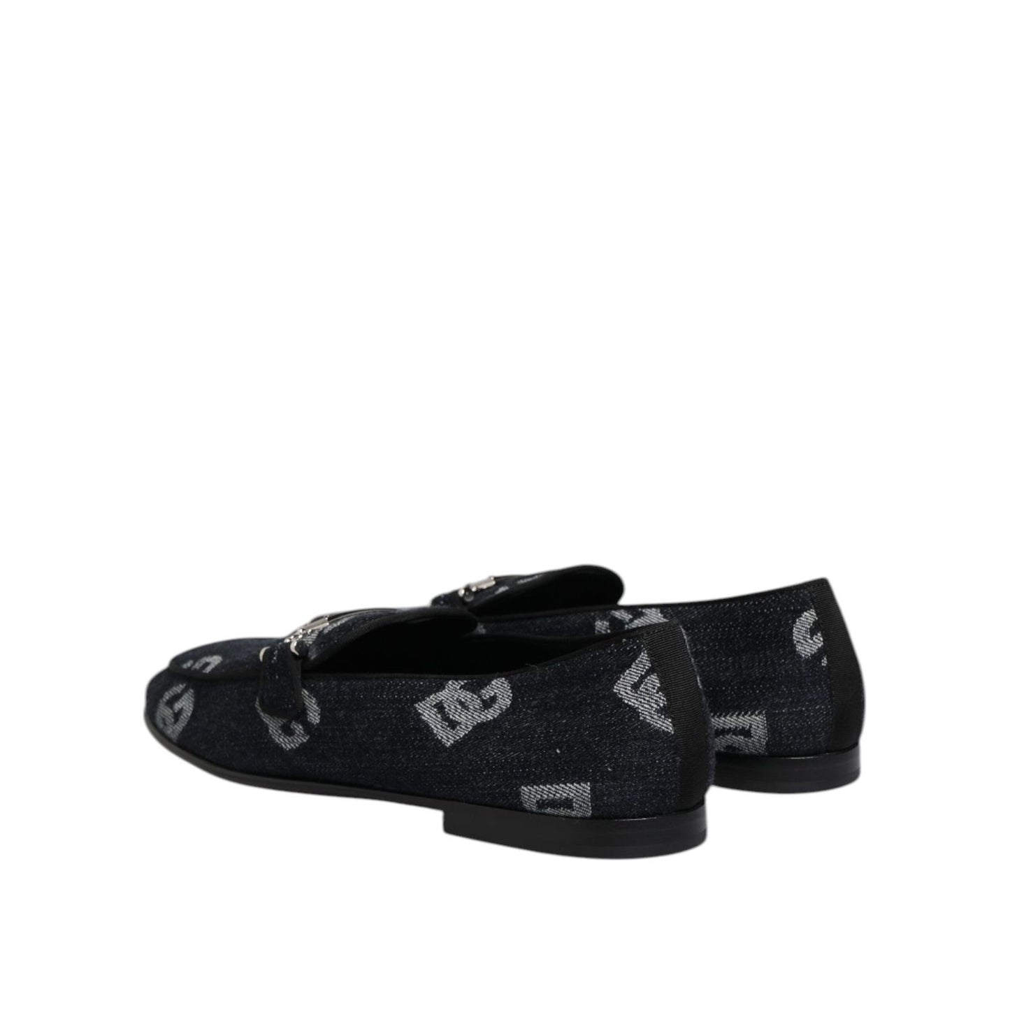 Dolce & Gabbana Blue Logo Cotton Loafers Formal Dress Shoes