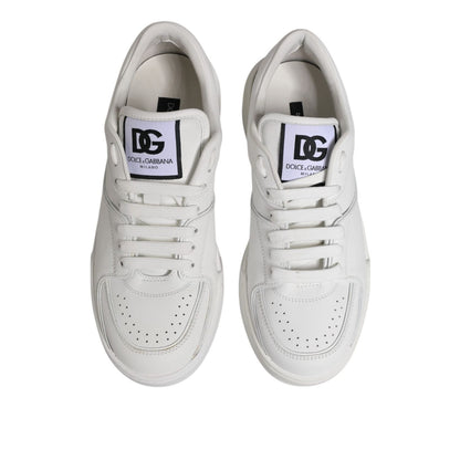 Dolce & Gabbana White Miami Leather Low Top Sneakers Shoes