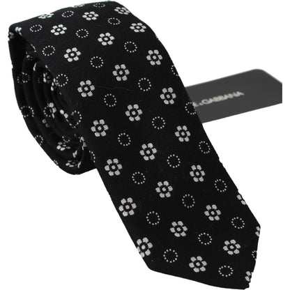 Dolce & Gabbana Black 100% Silk Floral Print Print Classic Tie