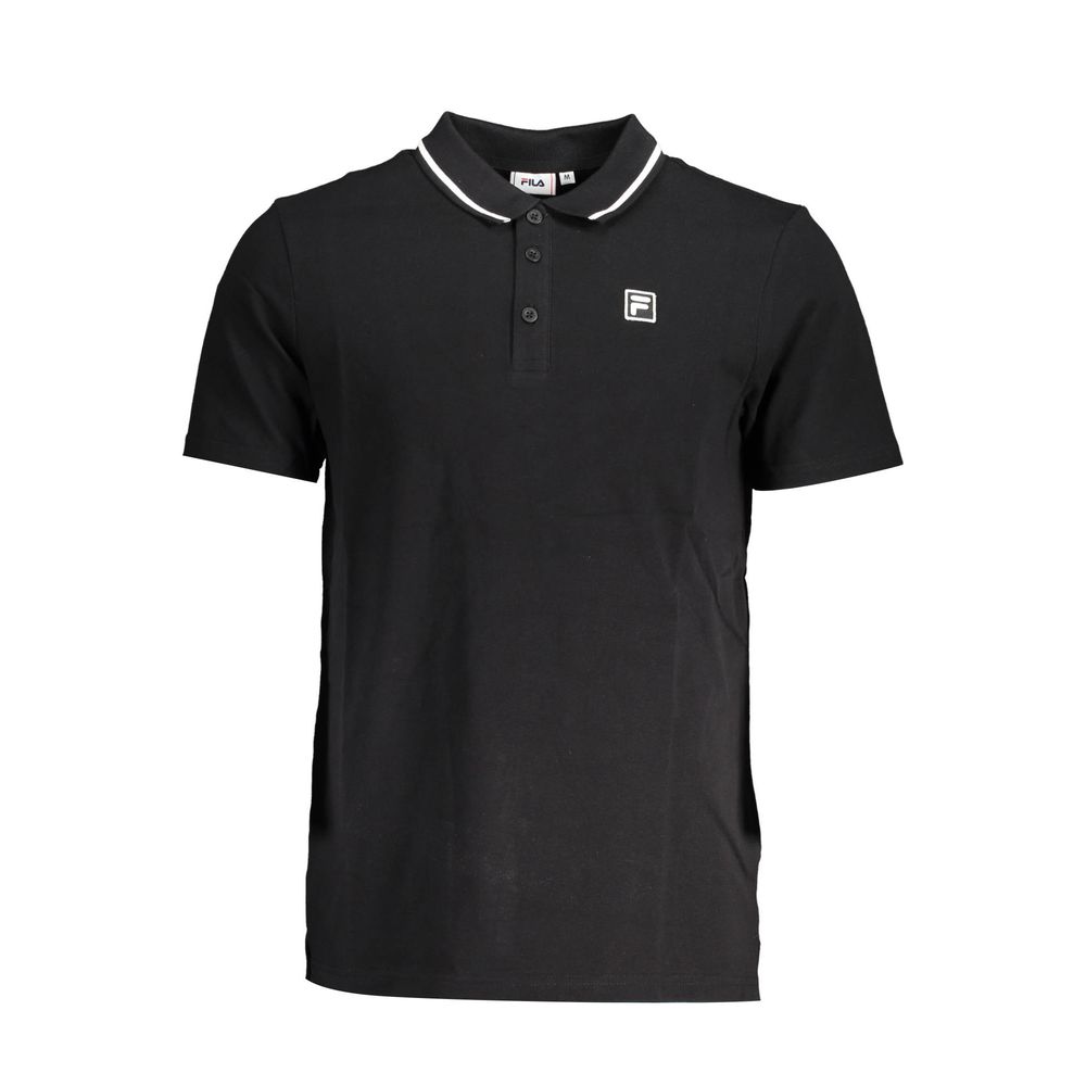Fila Black Cotton Men Polo Shirt