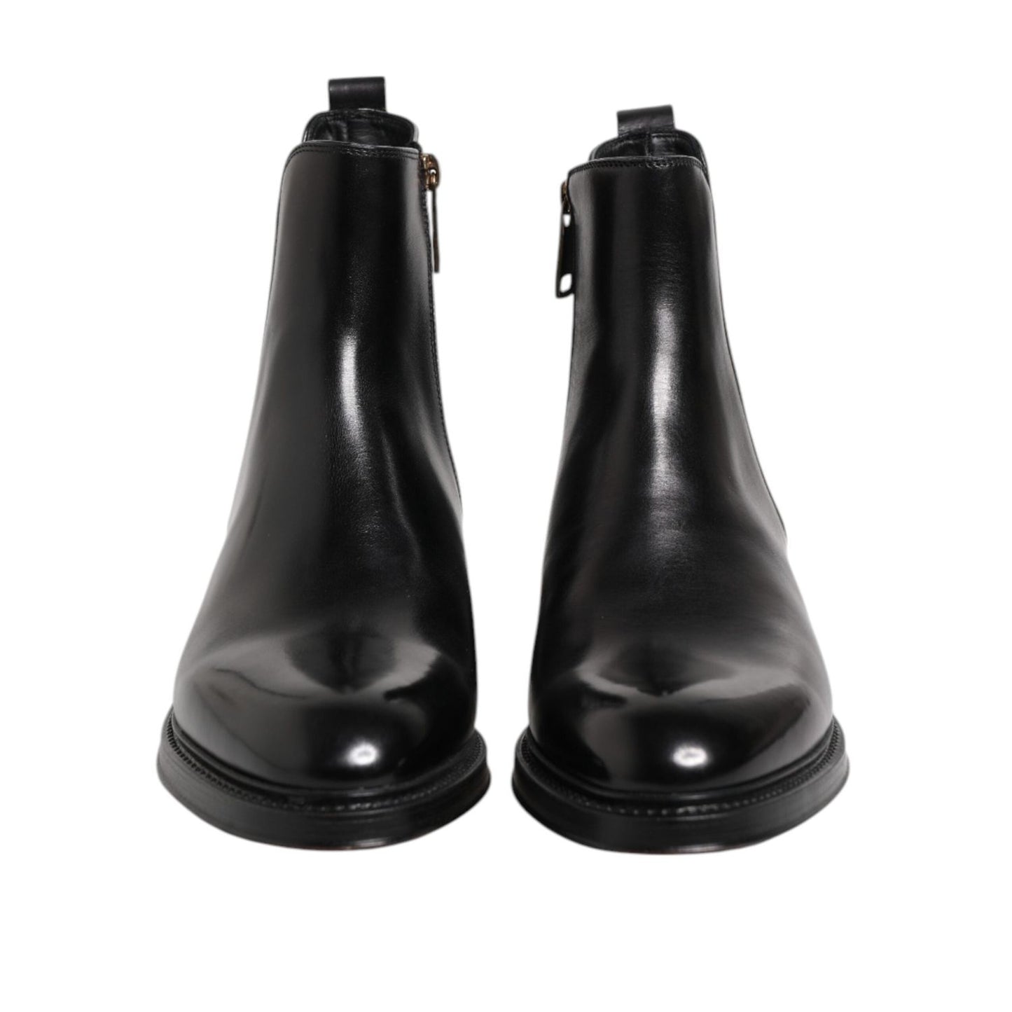 Dolce & Gabbana Black Chelsea Leather Mid Calf Boots Shoes