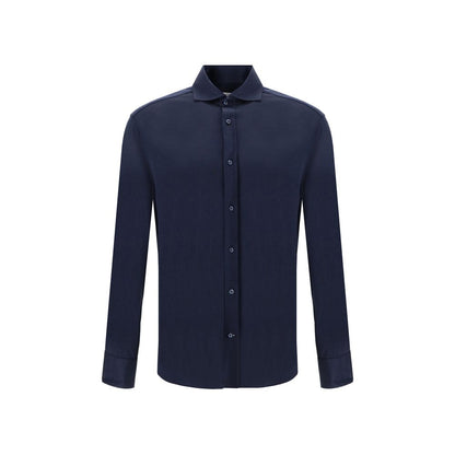 Brunello Cucinelli Blue Silk Shirt