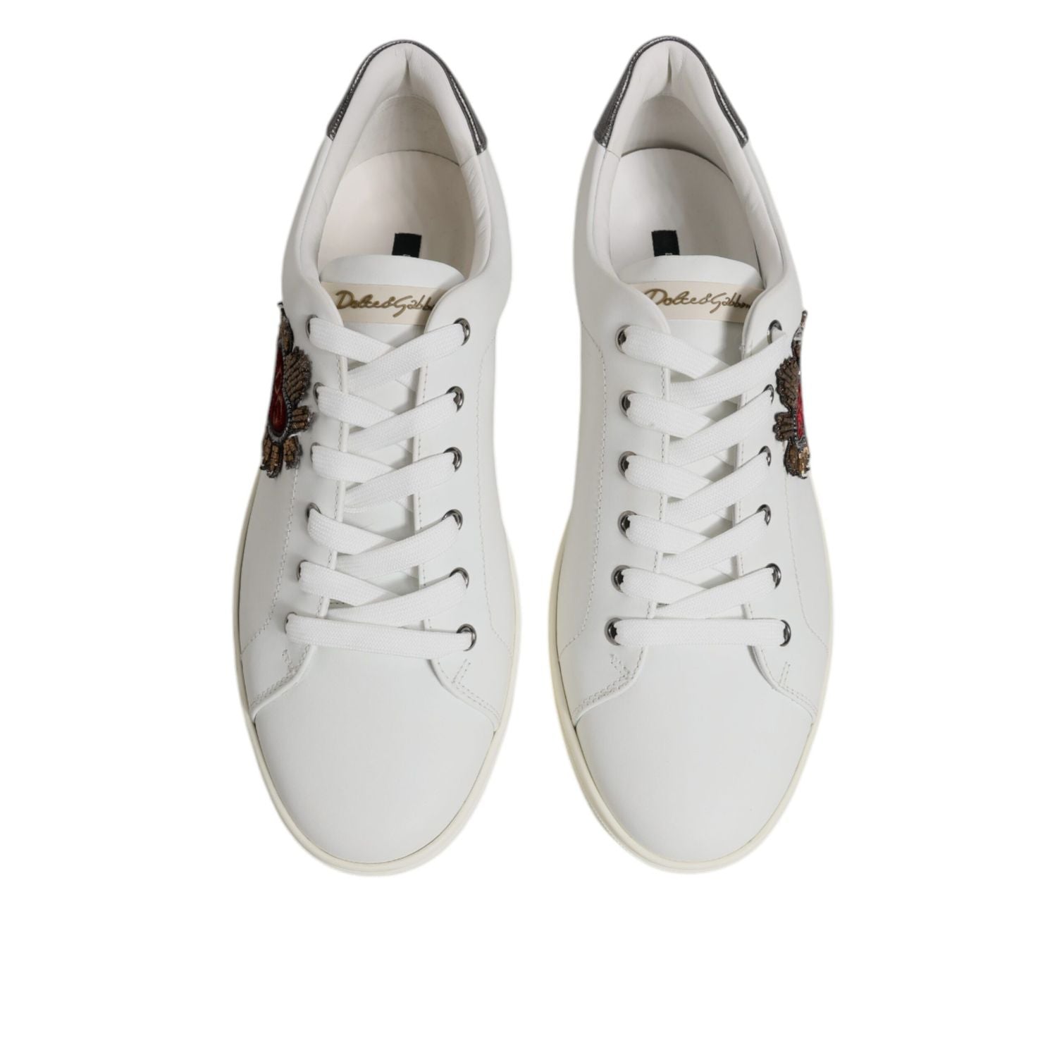 Dolce & Gabbana White Sacred Heart Men Low Top Sneakers Shoes