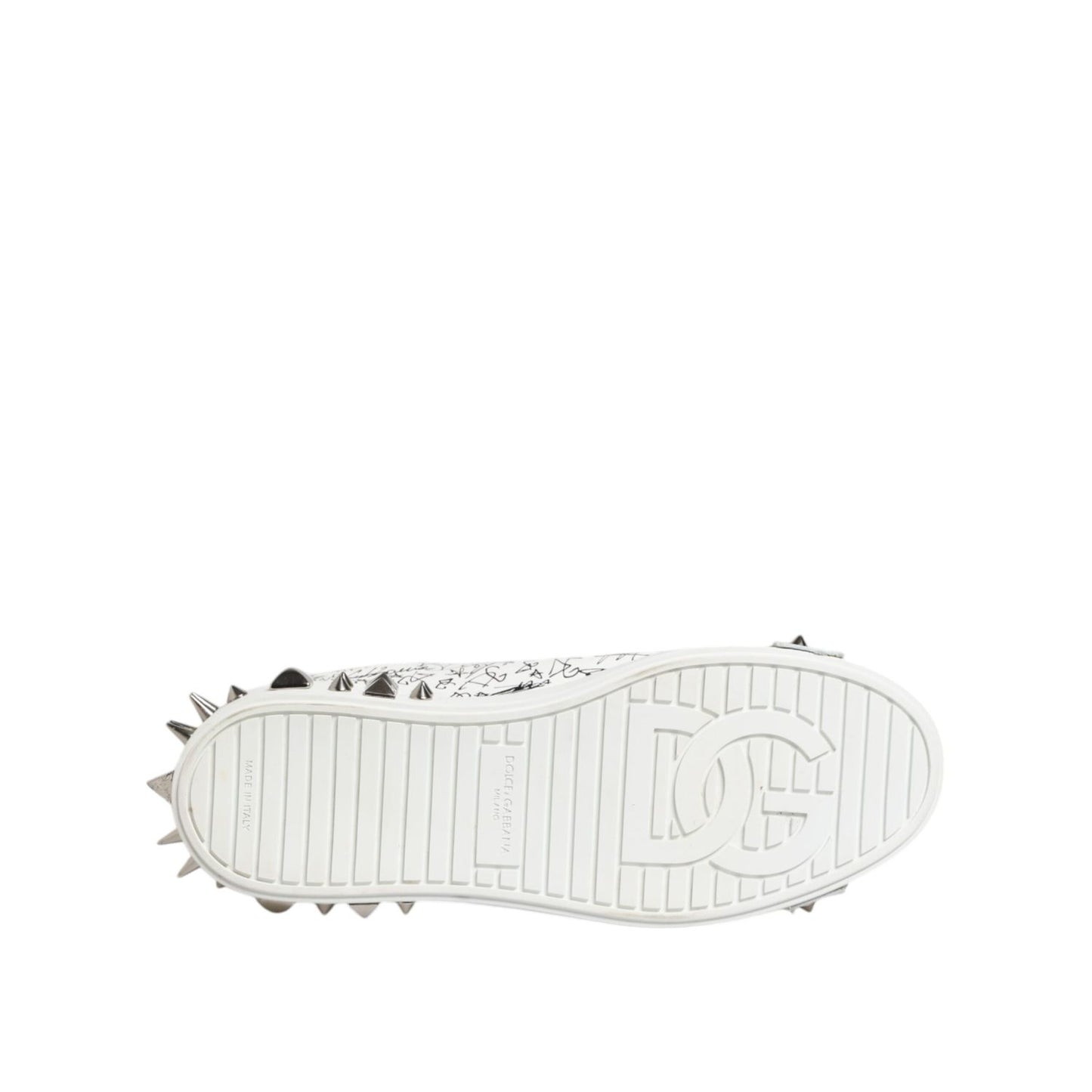 Dolce & Gabbana White Portofino Studded Men Sneakers Shoes