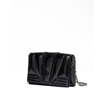 Ferrari Black GT patent leather bag with chain