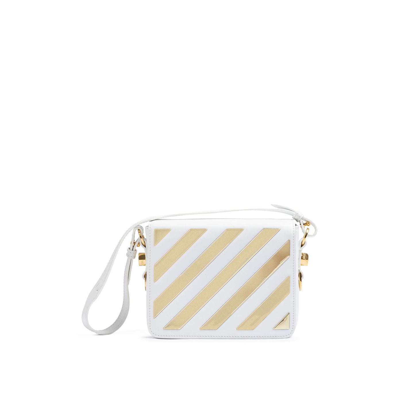 Off-White White/Gold Metallic Stripe Crossbody Bag Off-White
