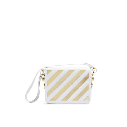 Off-White White/Gold Metallic Stripe Crossbody Bag Off-White