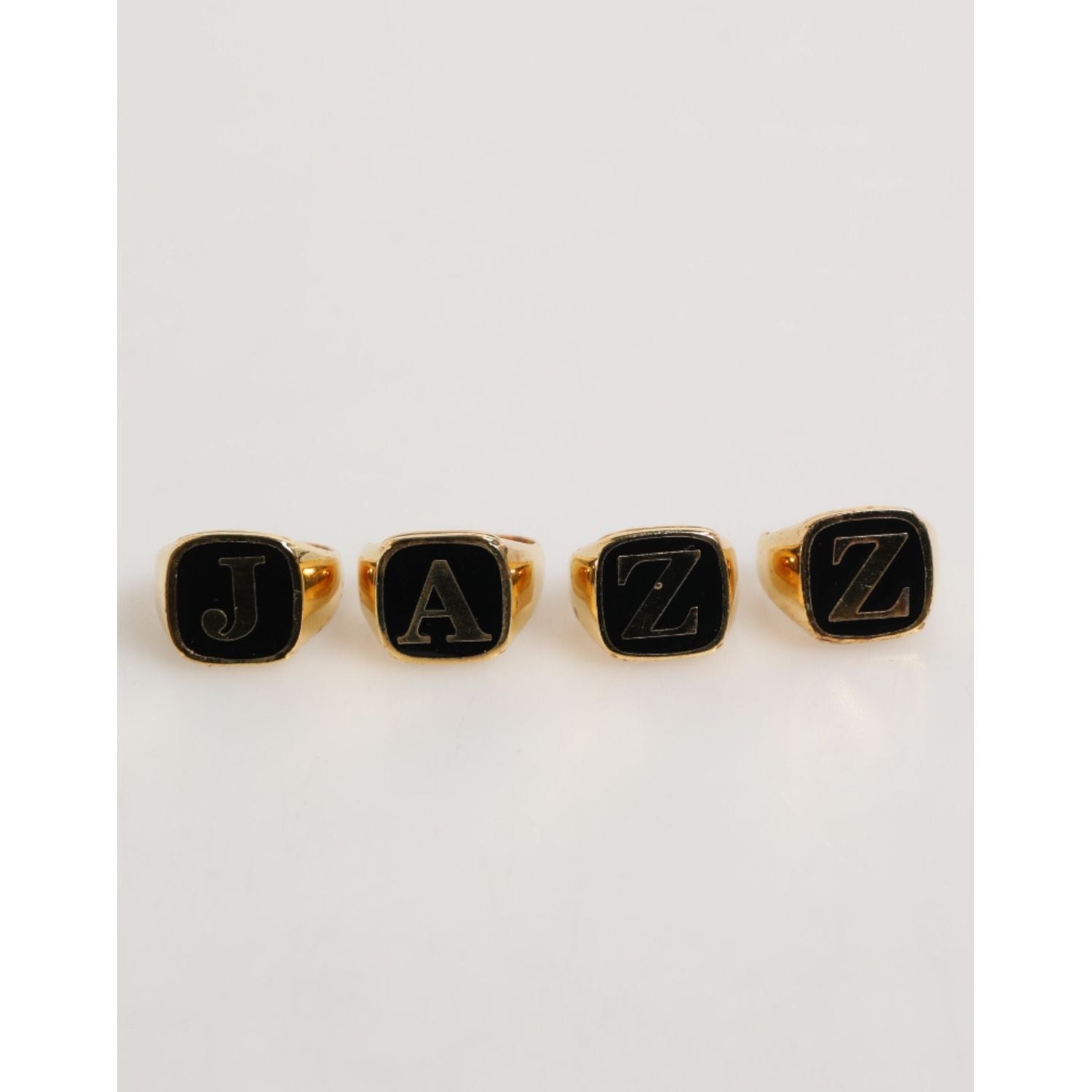 Dolce & Gabbana Gold Tone Brass JAZZ Letter Set 4 Pieces Adjustable Ring