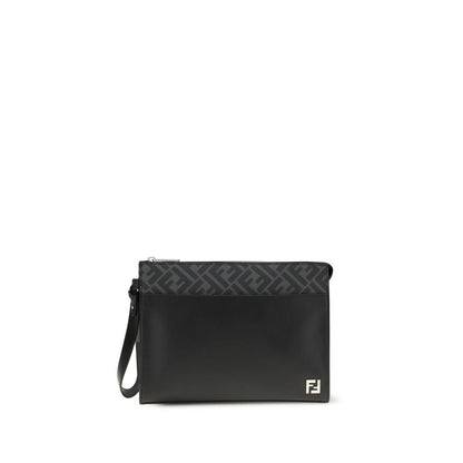 Fendi Black Leather Clutch Bag