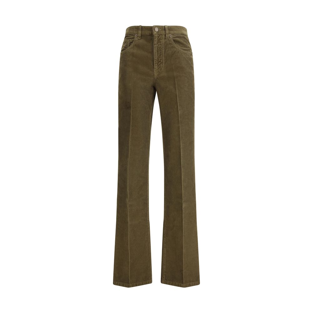 Saint Laurent Bicolor Cotton Casual Pants