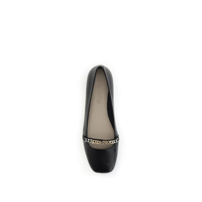 PINKO Black Calf Leather Bos Taurus Ballet Flats