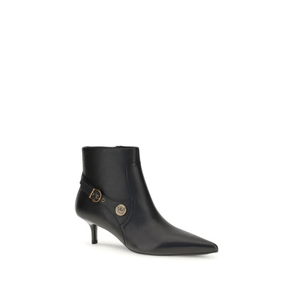 PINKO Black Calf Leather Bos Taurus Ankle Boots