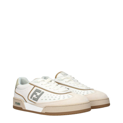 Fendi White Leather Low Top Sneakers