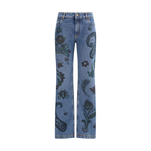 Etro Blue Cotton Flared Jeans Etro