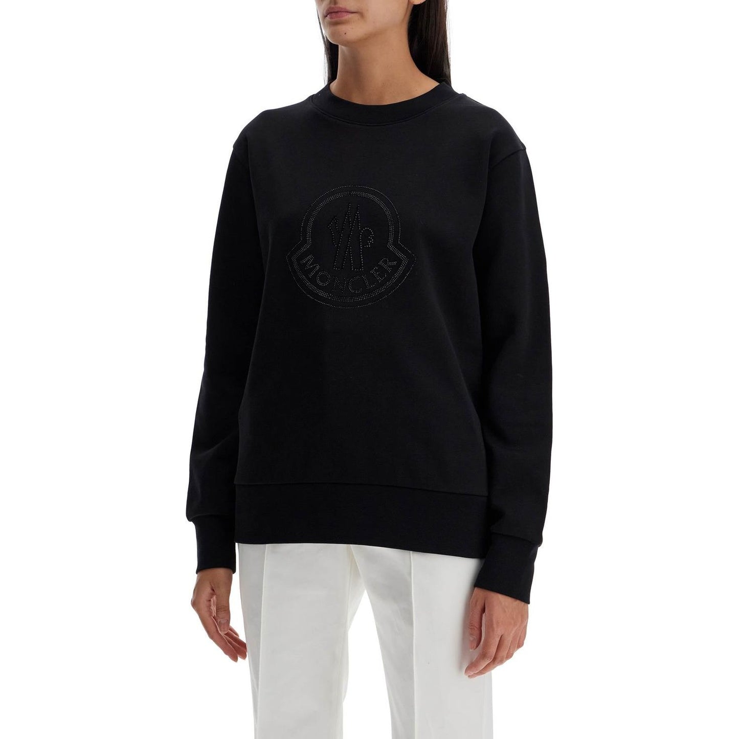 Moncler sweatshirt with rhinestone logo Topwear Moncler