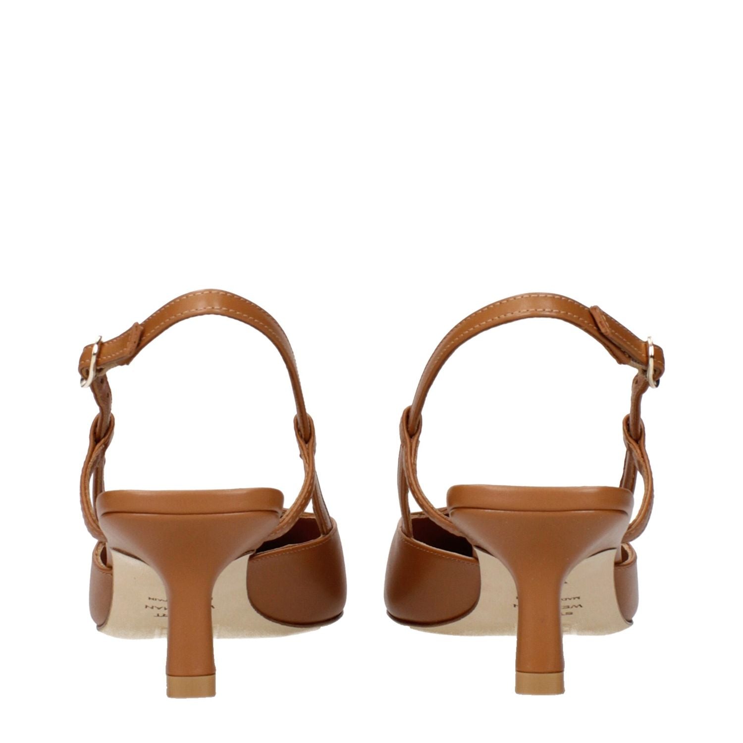 Stuart Weitzman Brown Leather Mid Heel Pumps