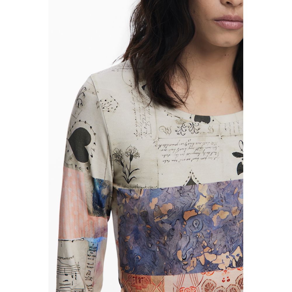 Desigual Beige Viscose Women T-Shirt