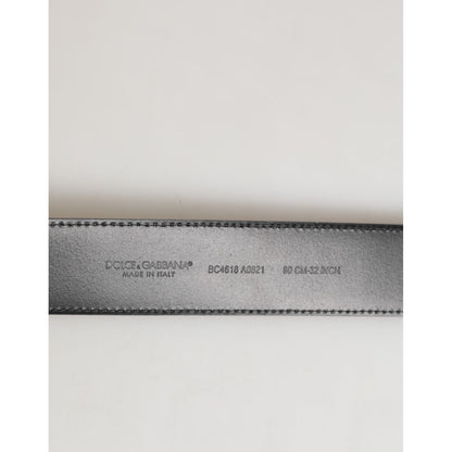 Dolce & Gabbana Black Leather Classic Metal Logo Buckle Belt
