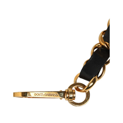 Dolce & Gabbana Black Leather Gold Chain Bag Accessory Shoulder Strap Dolce & Gabbana